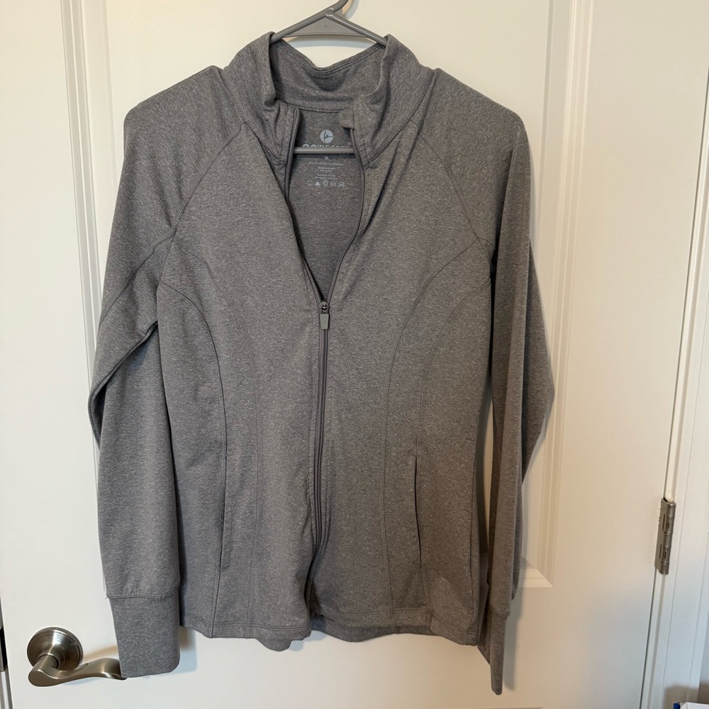 90 Degree By Reflex Heather Gray Athletic Full-zip Jacket